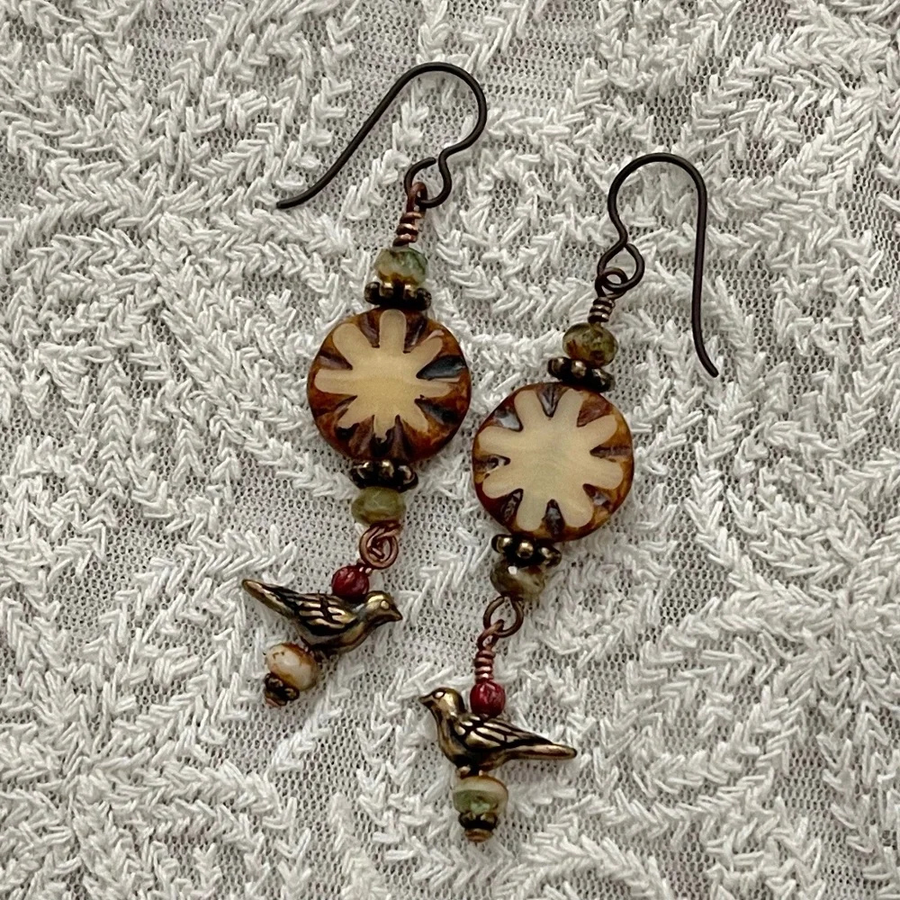 ARTISAN Earrings - “Doves Over the Mojave” Dangle Earrings - Picture 2 of 7